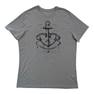 Banana Republic Men's Gray Short Sleeve Graphic T-Shirt With Anchor XL